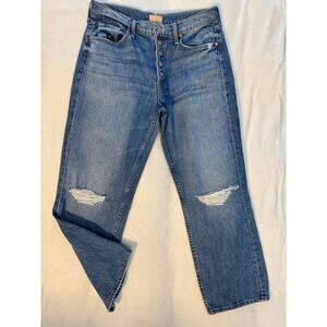 Mother The Pixie Tomcat Jeans Cropped High Rise Relaxed Straight Denim Size 28